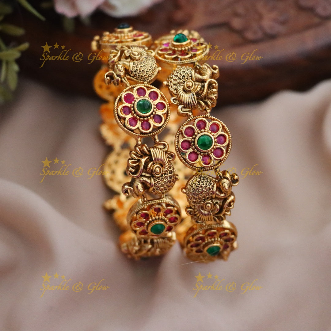 Exquisite Gold Tone Bangles with Regal Festive Designs