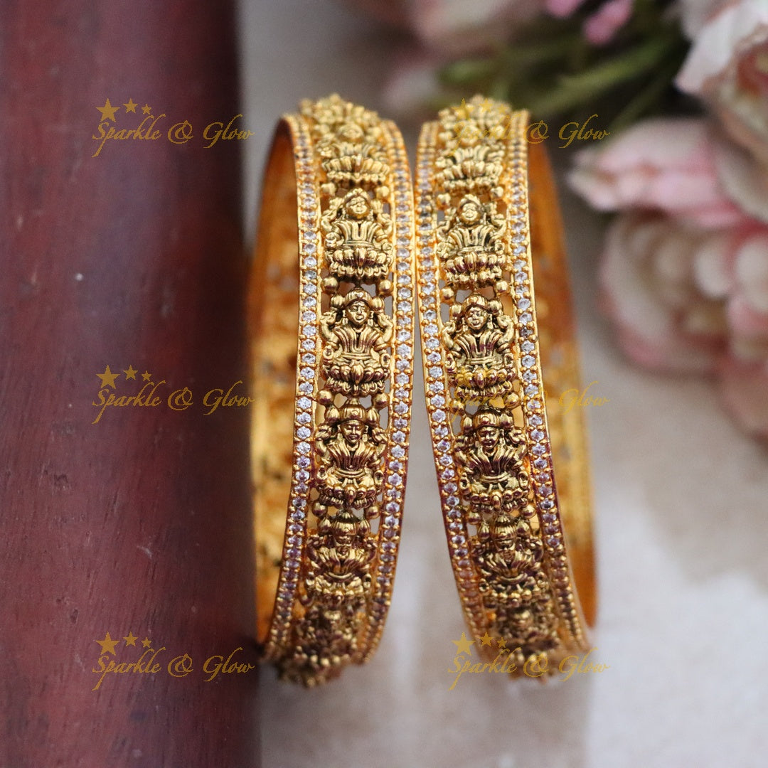 Temple-Inspired Gold Plated Bangles: Exquisite Elegance