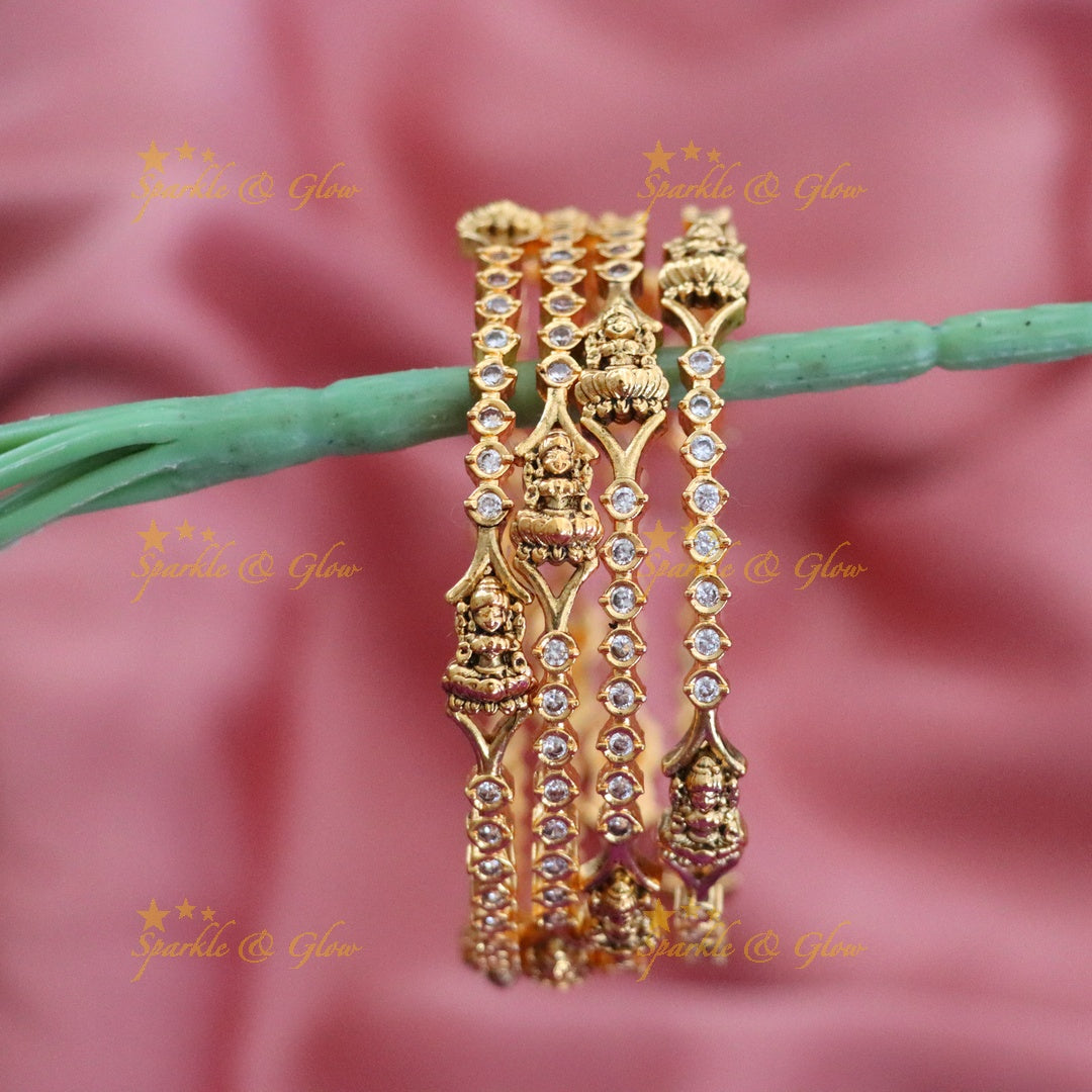 Exquisite Temple Gold Bangles with American Diamonds