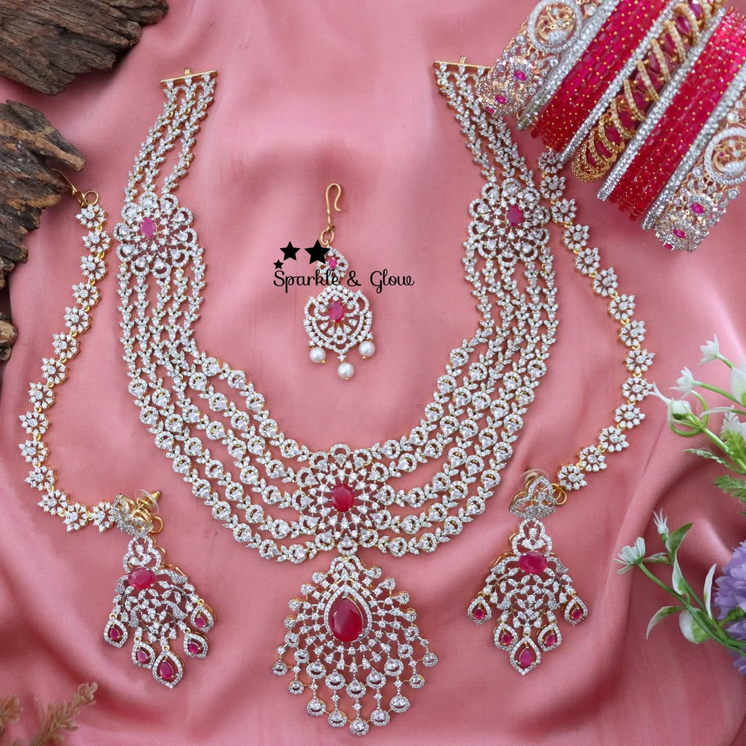 Luxurious American Diamond Bridal Necklace Set