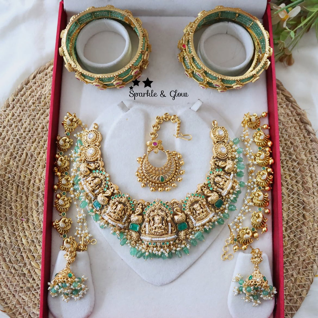 Exquisite Lakshmi Bridal Jewellery Set with Bangles