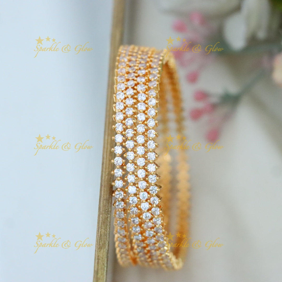 Exquisite Gold Bangles with American Diamonds