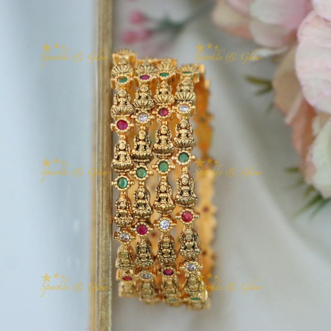 Exquisite Temple Bangles - Gold-Plated Elegance