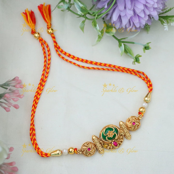 Exquisite Gold Rakhi Bracelet - Celebrate with Style
