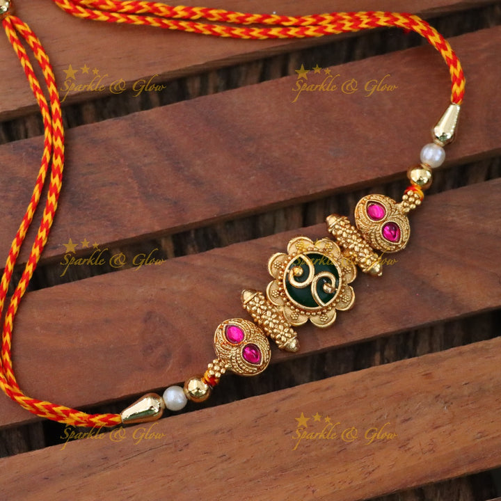 Gold-Plated Rakhi Bracelet for Festive Elegance