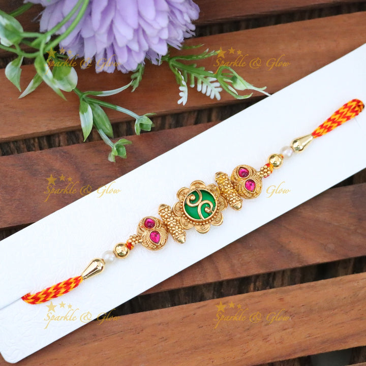Gold-Plated Rakhi Bracelet for Festive Elegance