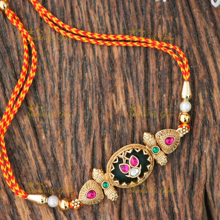 Exquisite Festive Rakhi Bracelet in Gold