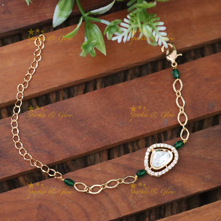 Elegant Green & Gold Rakhi Bracelet for Festivities