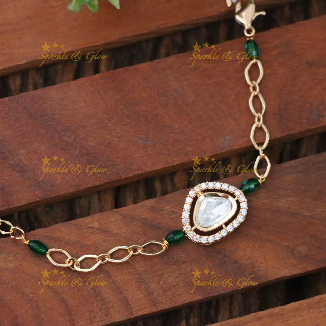Elegant Green & Gold Rakhi Bracelet for Festivities