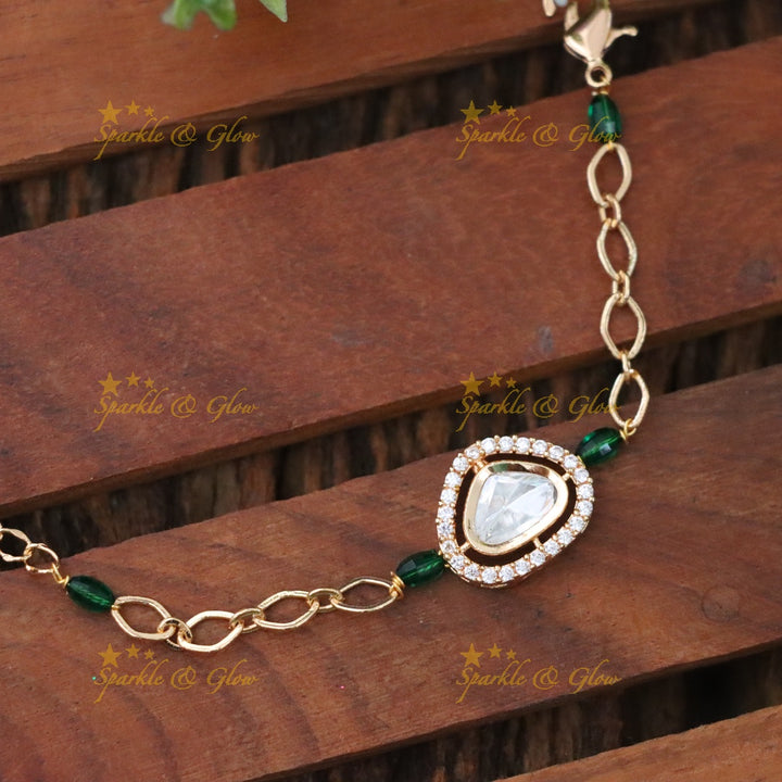 Elegant Green & Gold Rakhi Bracelet for Festivities