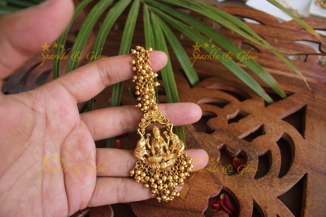 Gold alike Lakshmi single line maang tikka - Gold