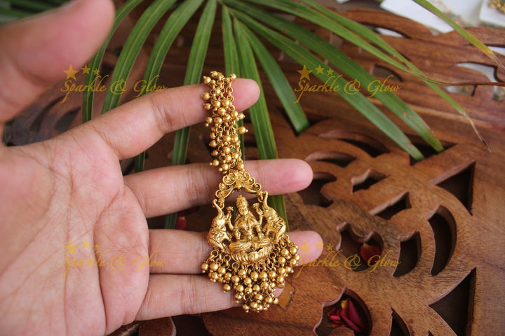 Gold alike Lakshmi single line maang tikka - Gold