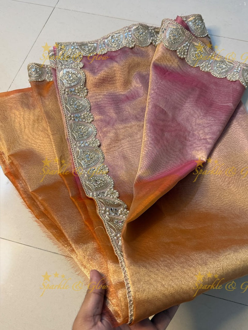 Exquisite Banarasi Saree with Mirror Lace Border