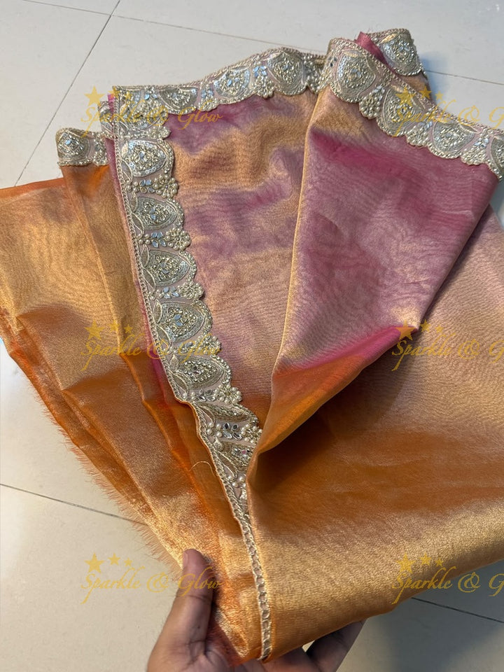 Exquisite Banarasi Saree with Mirror Lace Border