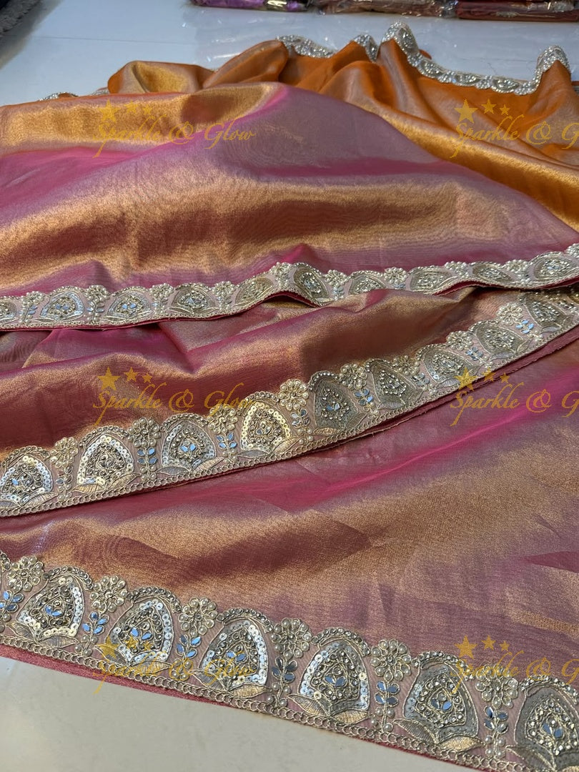 Exquisite Banarasi Saree with Mirror Lace Border