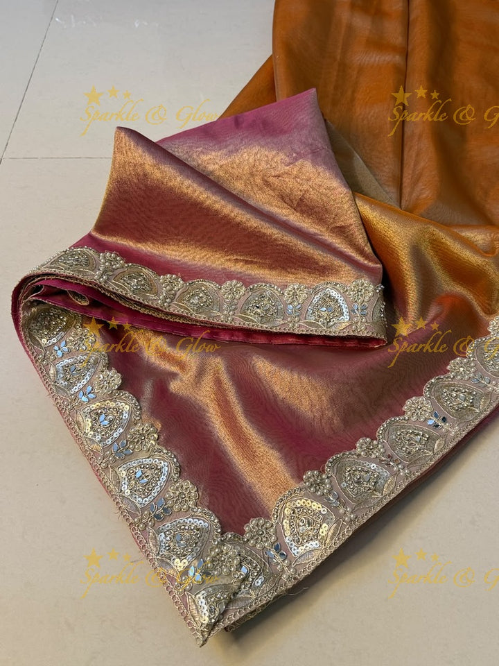 Exquisite Banarasi Saree with Mirror Lace Border