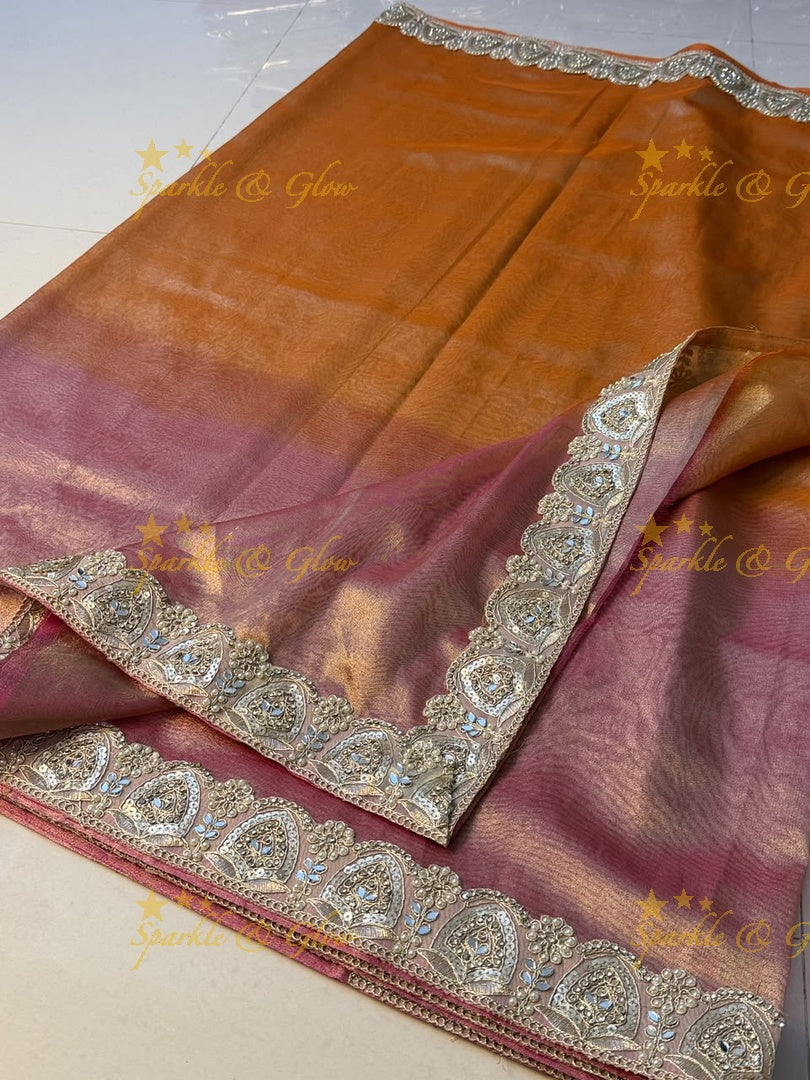 Exquisite Banarasi Saree with Mirror Lace Border
