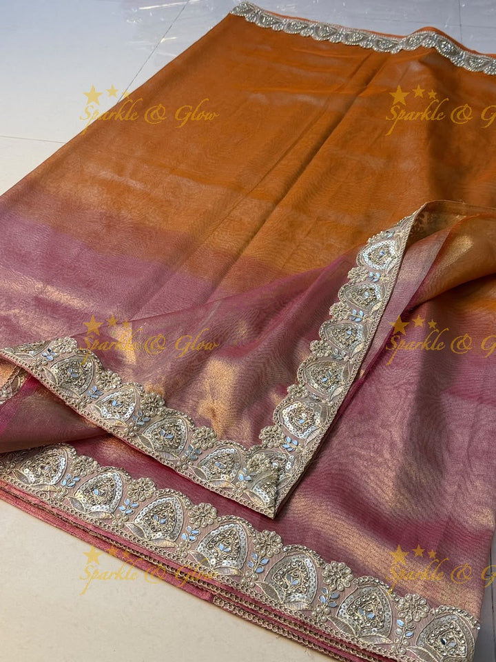 Exquisite Banarasi Saree with Mirror Lace Border