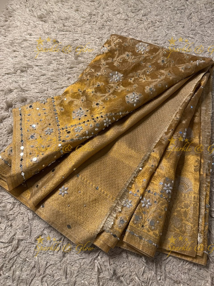 Exquisite Floral Tissue Organza Banarasi Saree for Weddings