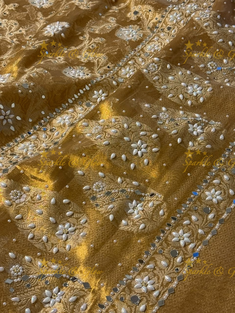 Exquisite Floral Tissue Organza Banarasi Saree for Weddings