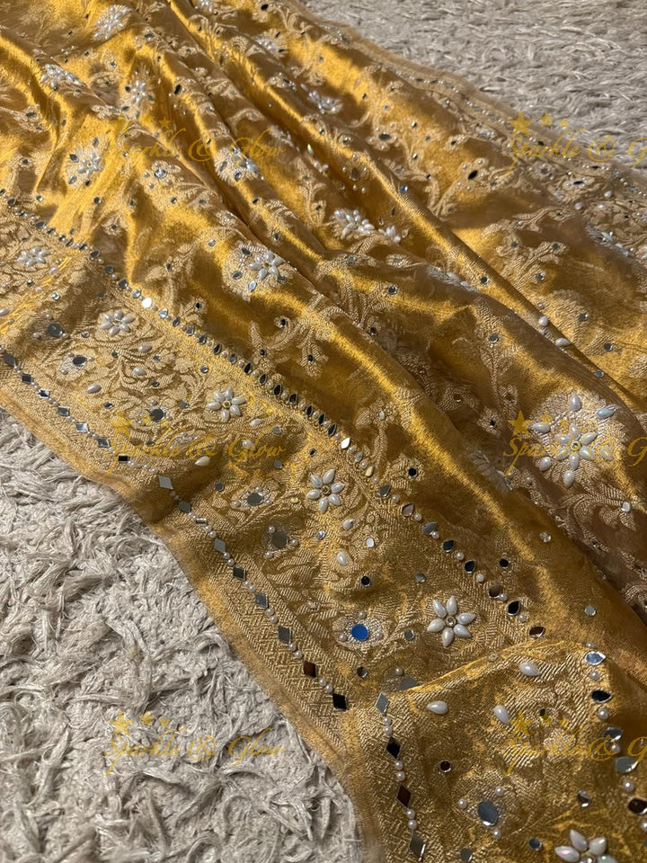Exquisite Floral Tissue Organza Banarasi Saree for Weddings