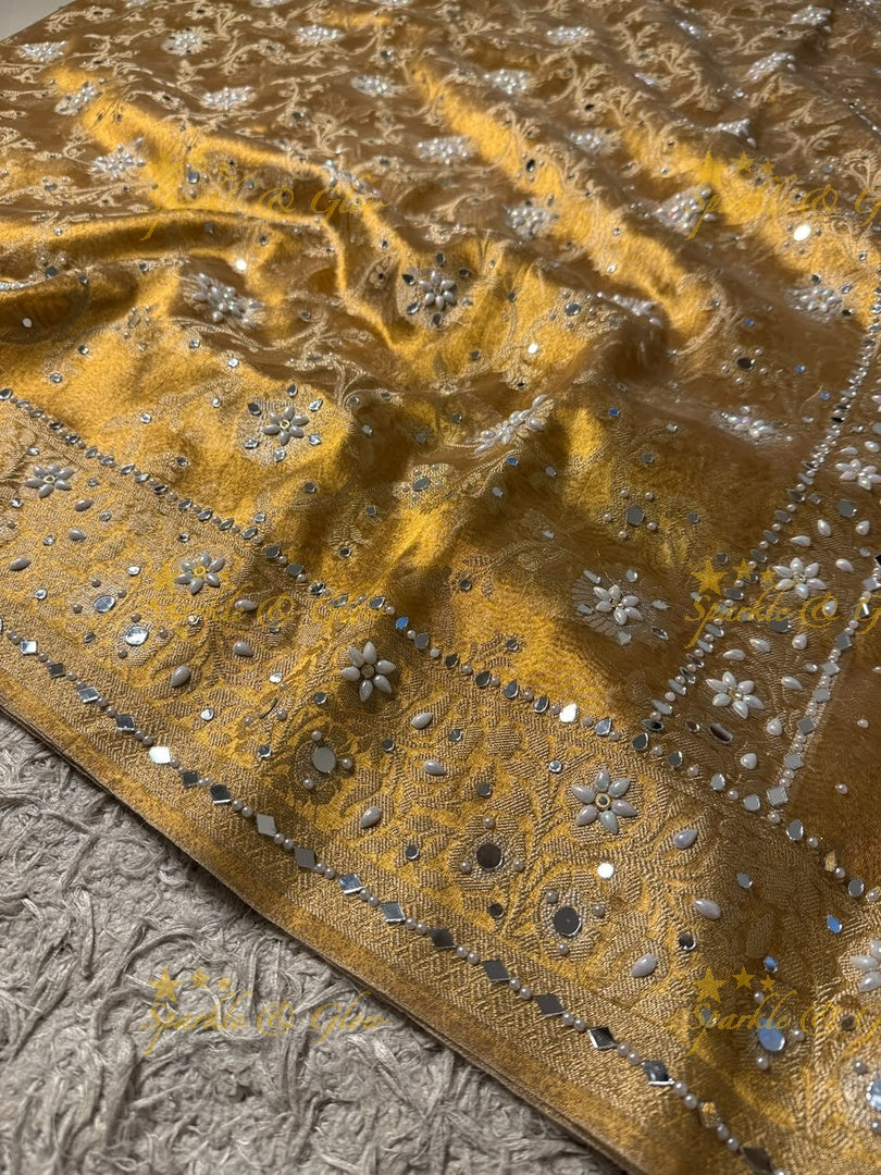 Exquisite Floral Tissue Organza Banarasi Saree for Weddings