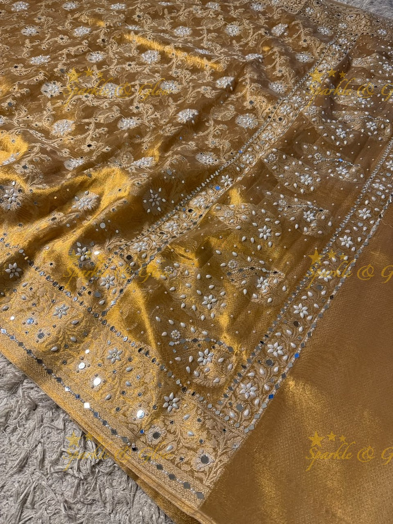 Exquisite Floral Tissue Organza Banarasi Saree for Weddings