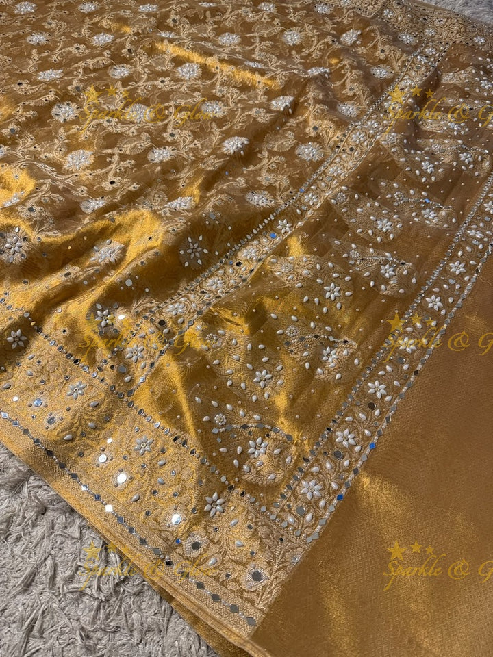 Exquisite Floral Tissue Organza Banarasi Saree for Weddings