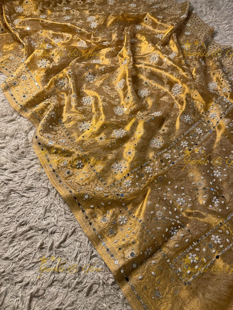 Exquisite Floral Tissue Organza Banarasi Saree for Weddings