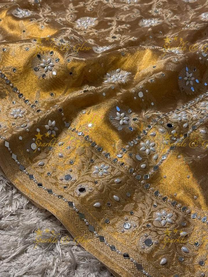 Exquisite Floral Tissue Organza Banarasi Saree for Weddings