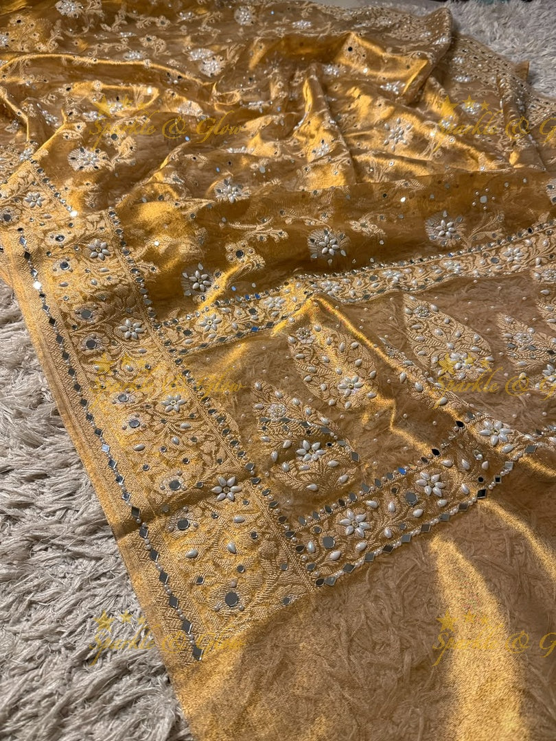 Exquisite Floral Tissue Organza Banarasi Saree for Weddings