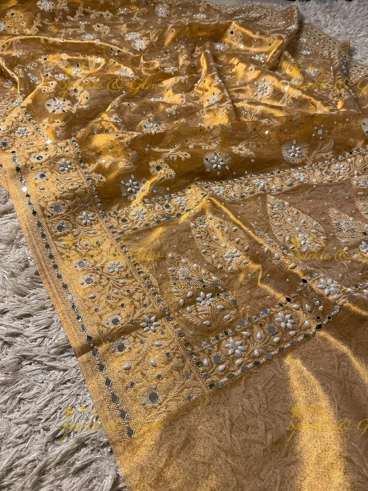 Exquisite Floral Tissue Organza Banarasi Saree for Weddings