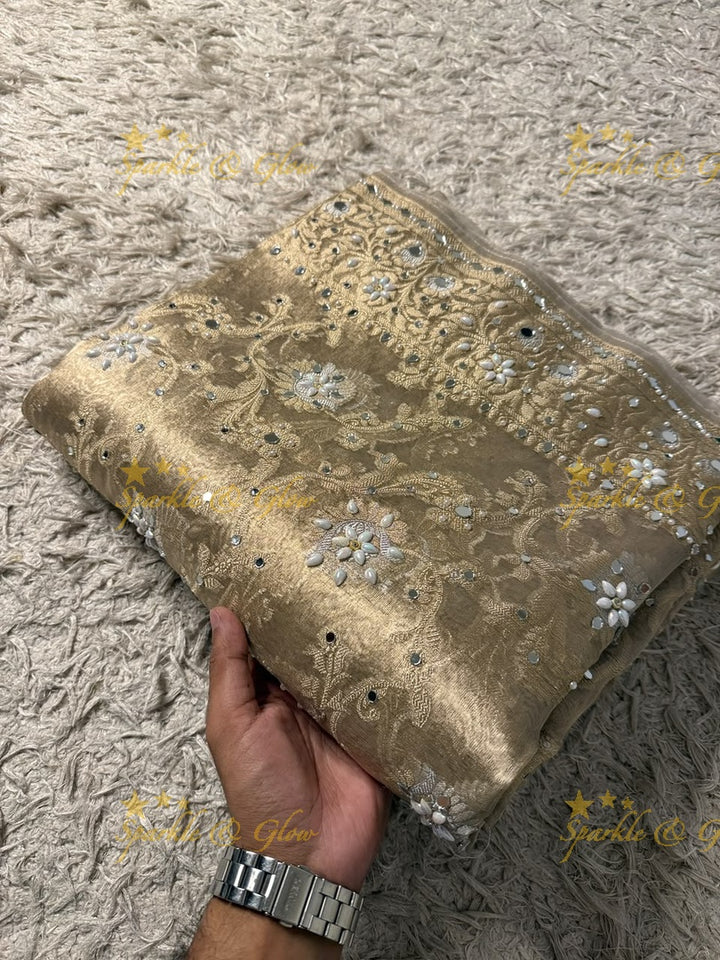 Exquisite Floral Tissue Organza Banarasi Saree for Weddings