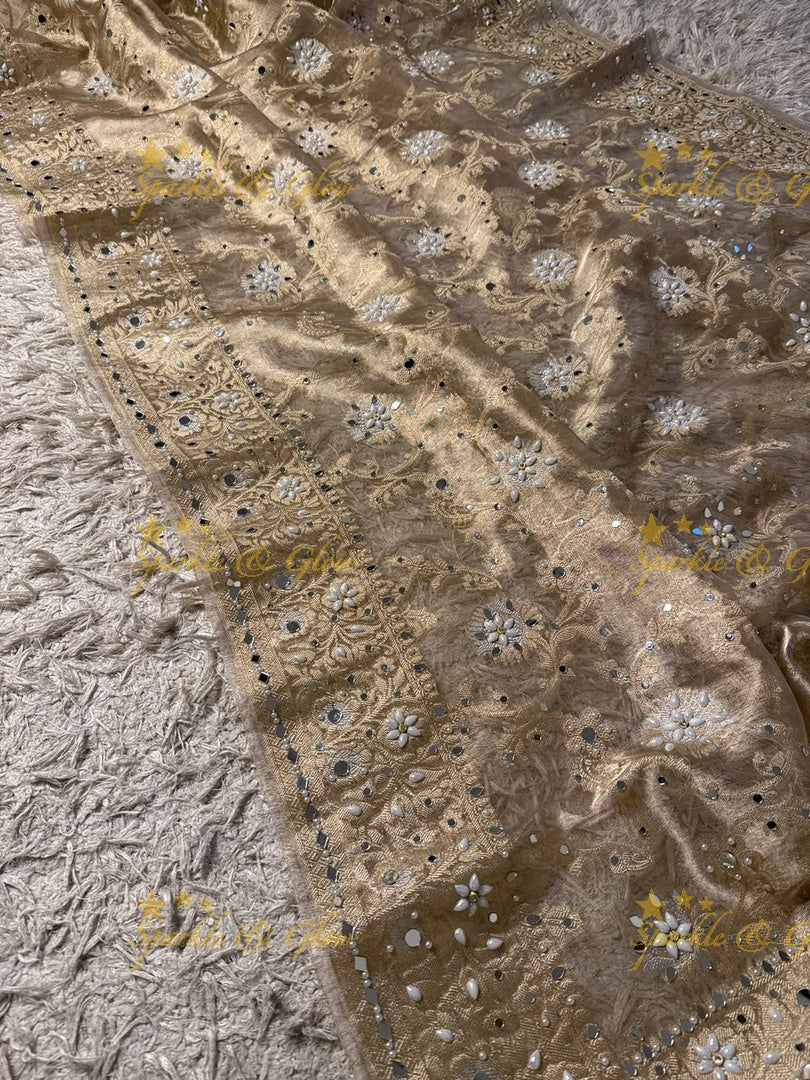 Exquisite Floral Tissue Organza Banarasi Saree for Weddings