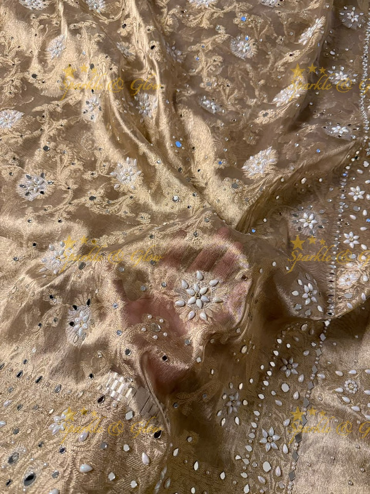 Exquisite Floral Tissue Organza Banarasi Saree for Weddings