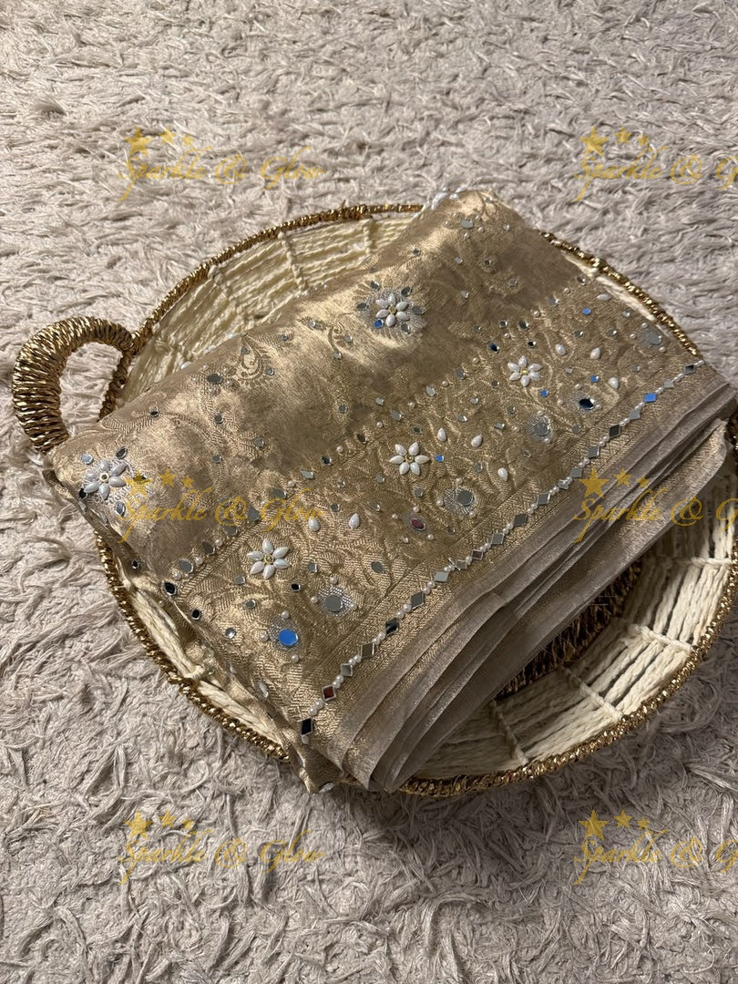 Exquisite Floral Tissue Organza Banarasi Saree for Weddings
