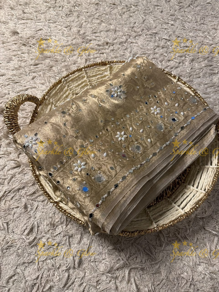 Exquisite Floral Tissue Organza Banarasi Saree for Weddings