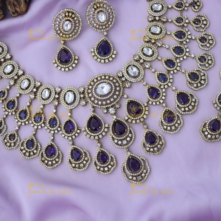 Exquisite Green Drop Necklace Set with Maang Tikka