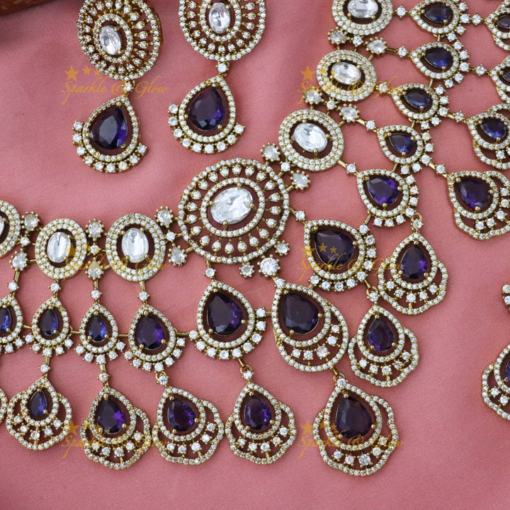Exquisite Green Drop Necklace Set with Maang Tikka