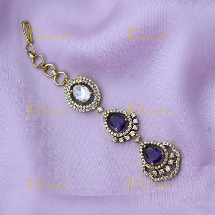 Exquisite Green Drop Necklace Set with Maang Tikka
