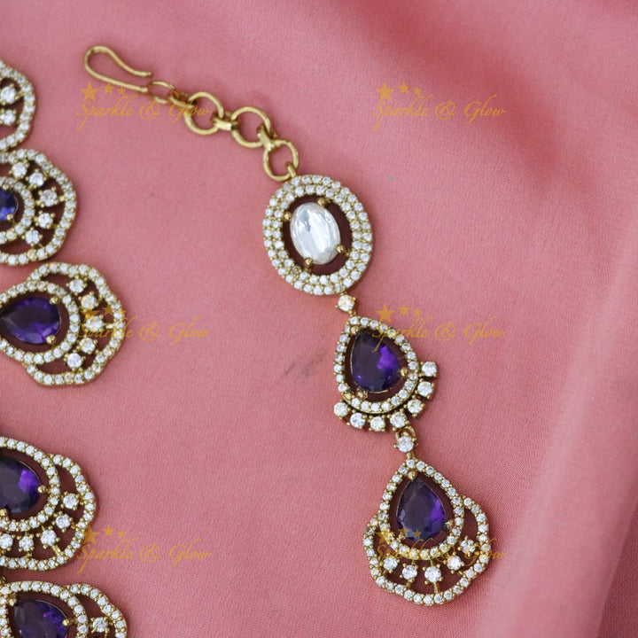 Exquisite Green Drop Necklace Set with Maang Tikka