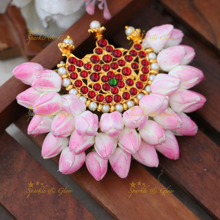 Exquisite Pink Floral Crescent Hair Clip