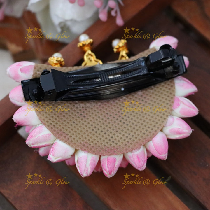 Exquisite Pink Floral Crescent Hair Clip