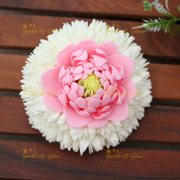 Elegant Floral Pink & White Hair Clip for Weddings