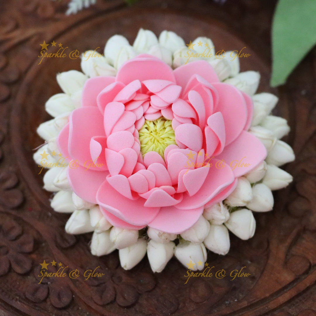 Exquisite Pink Lotus Hair Clip for Weddings & Festivals