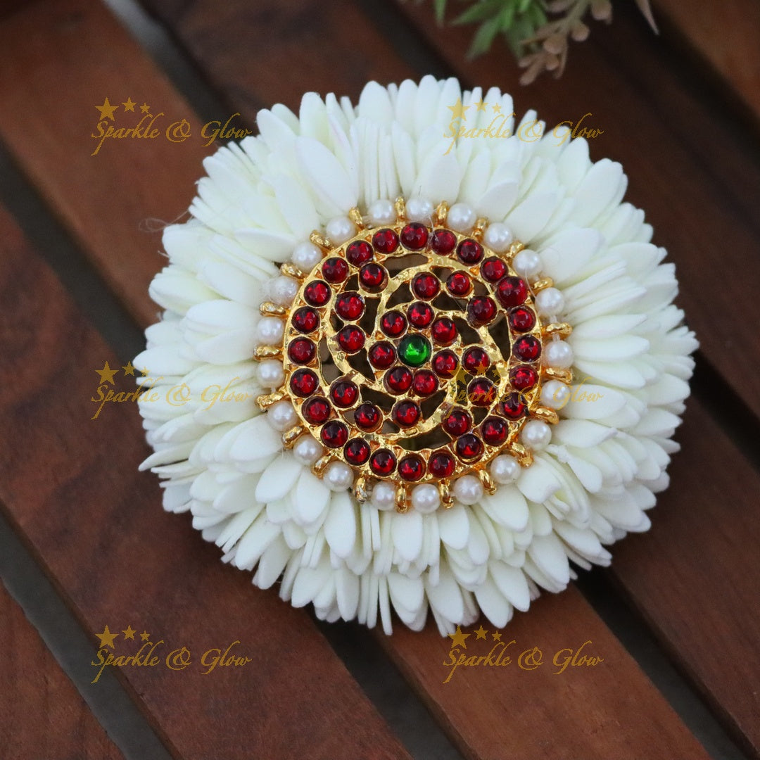 Exquisite Floral Hair Clip with Elegant Ruby Highlights