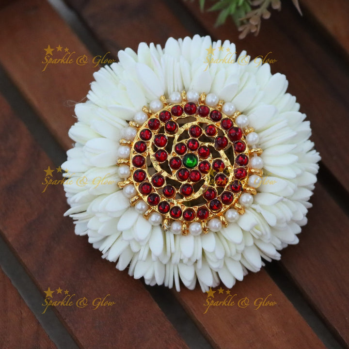 Exquisite Floral Hair Clip with Elegant Ruby Highlights