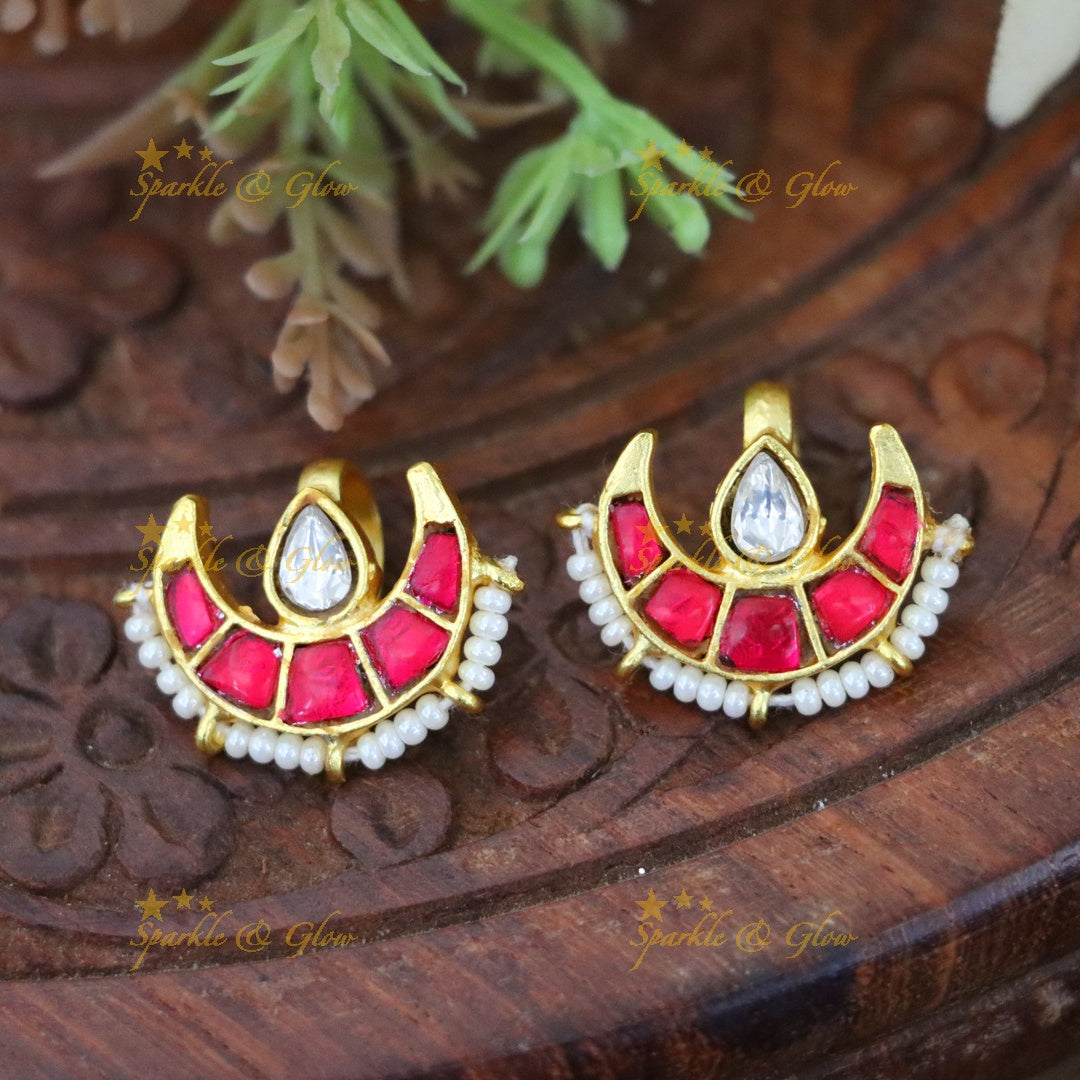 Radiant Gold-Toned Bugadi Earrings with Pearls