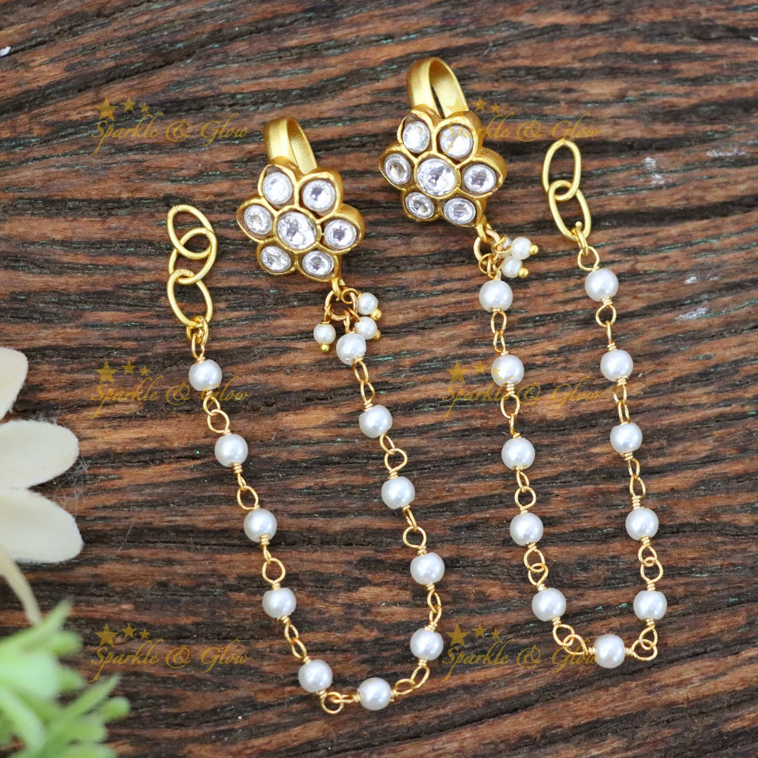 Exquisite Gold Bugadi Earrings with Pearls