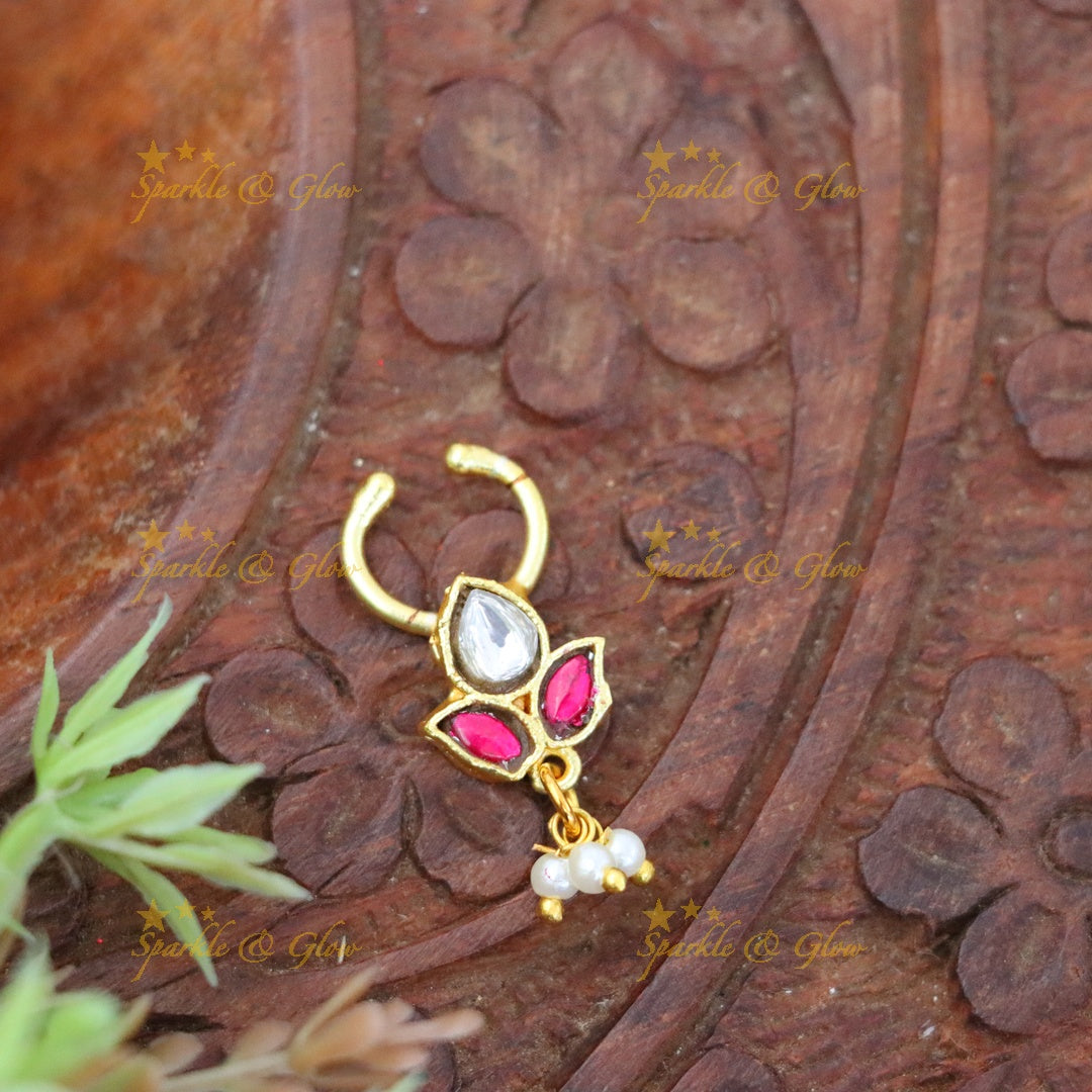 Exquisite Gold Floral Nose Ring for Weddings